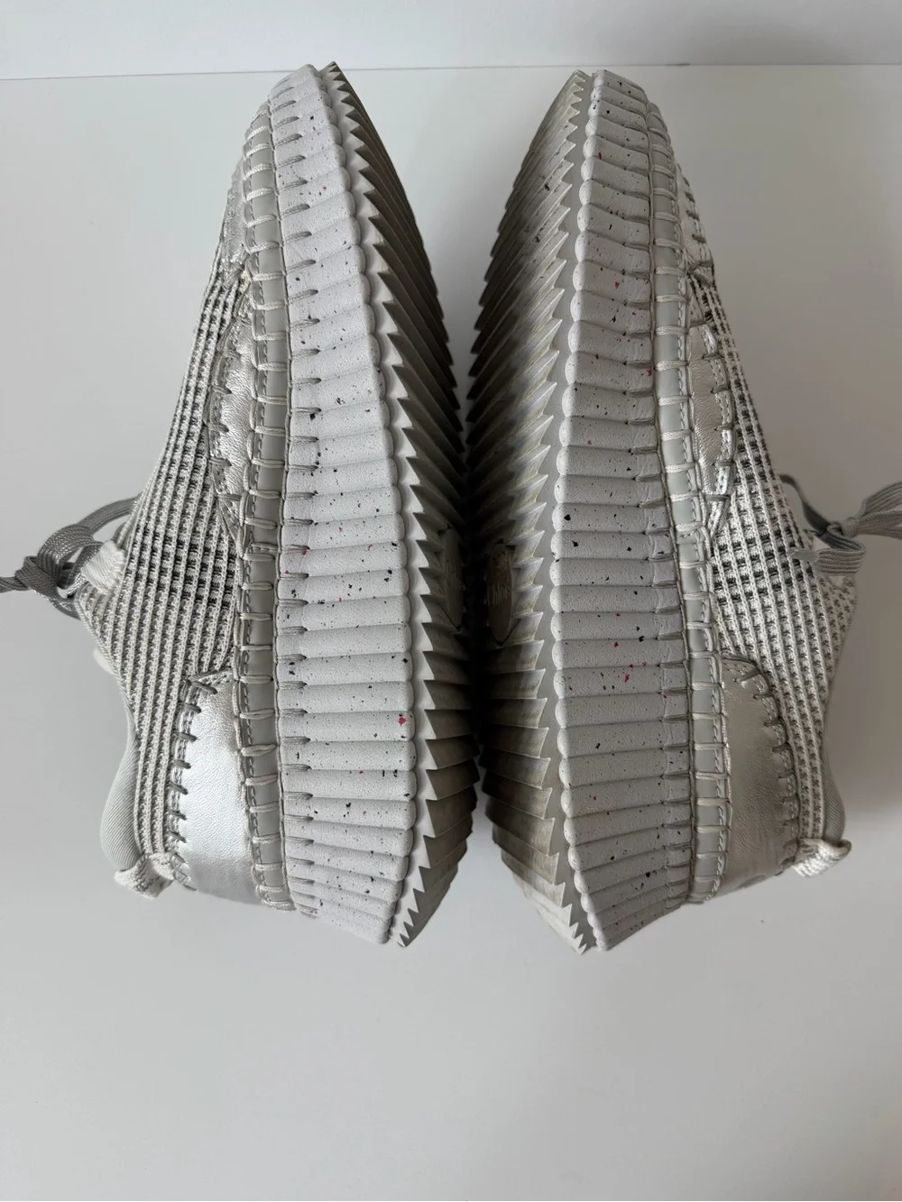 Chloé White and Silver Woven Platform Sneakers